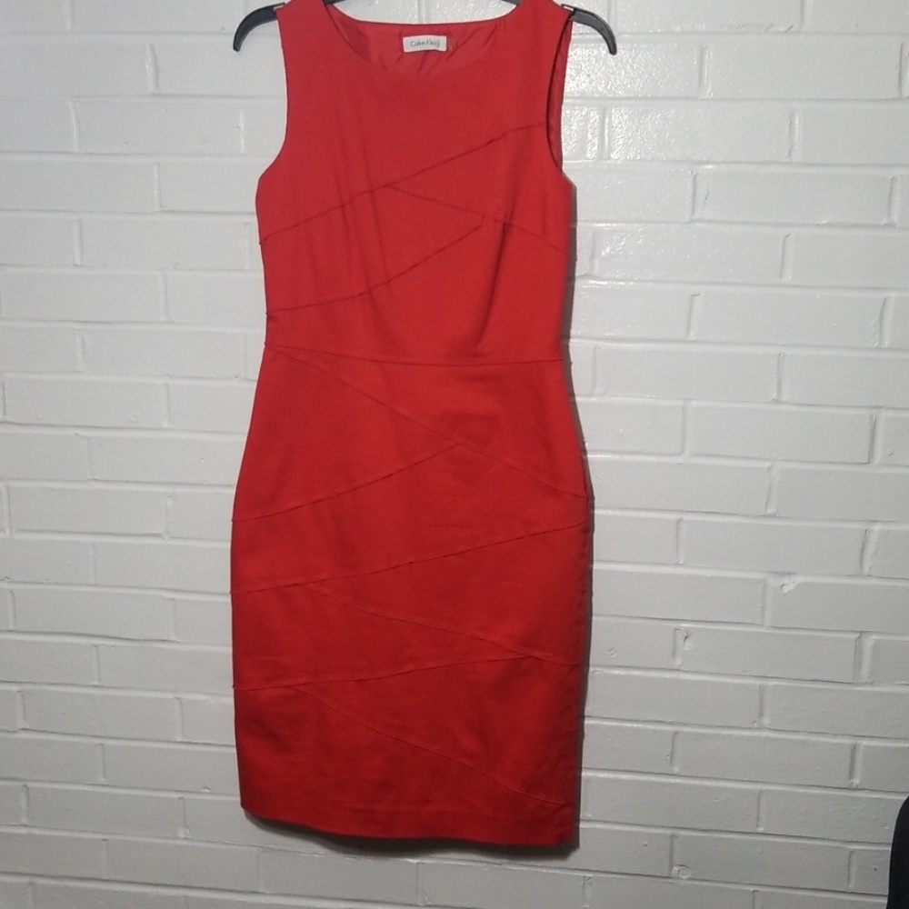 Calvin Klein Red Modern Dress size 4 stitching